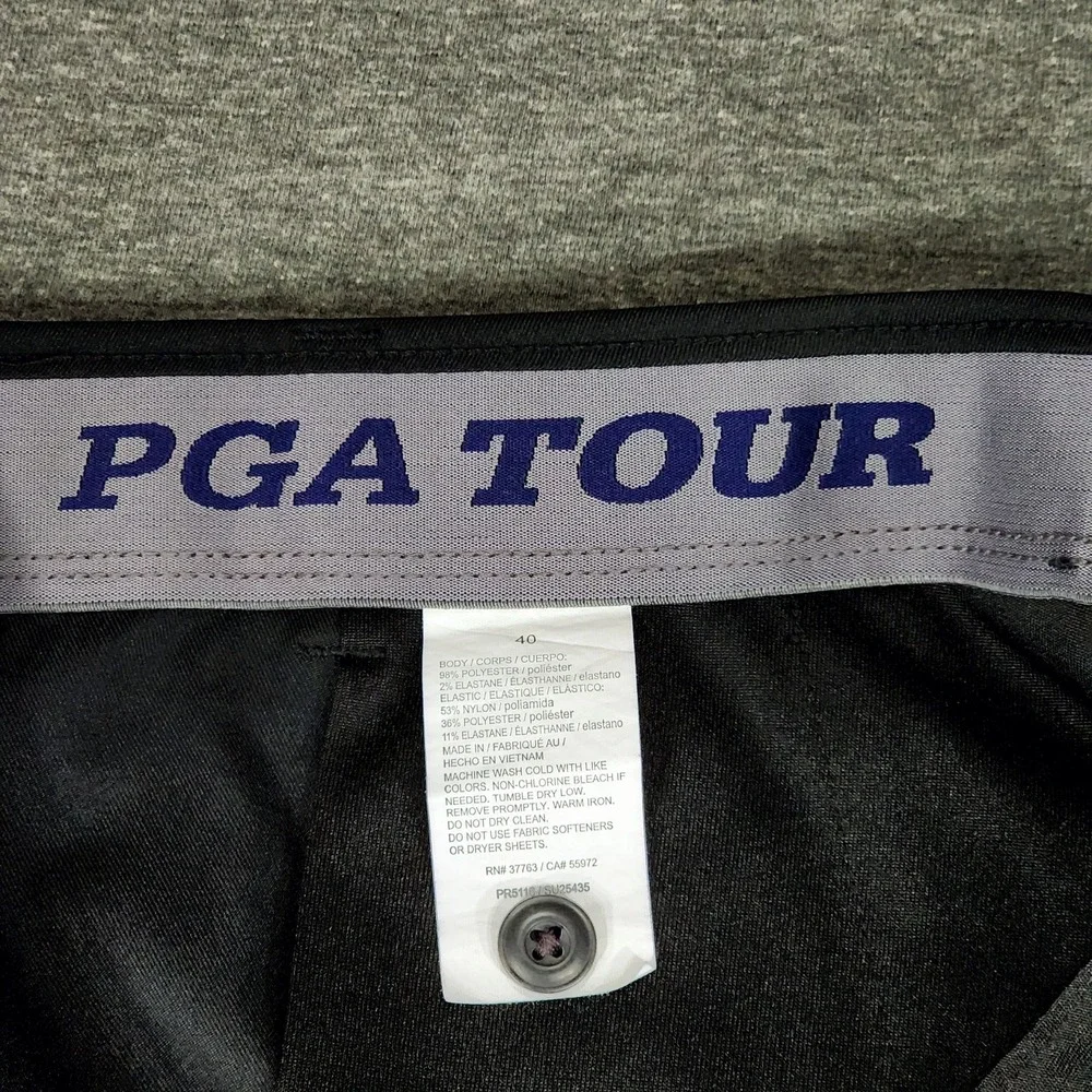 PGA Tour Golf Short sz 40 Men Black‎ Nylon Zip Pocket Performance Athletic 10